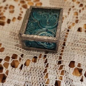 Vintage Mini Colored Glass Trinket Box